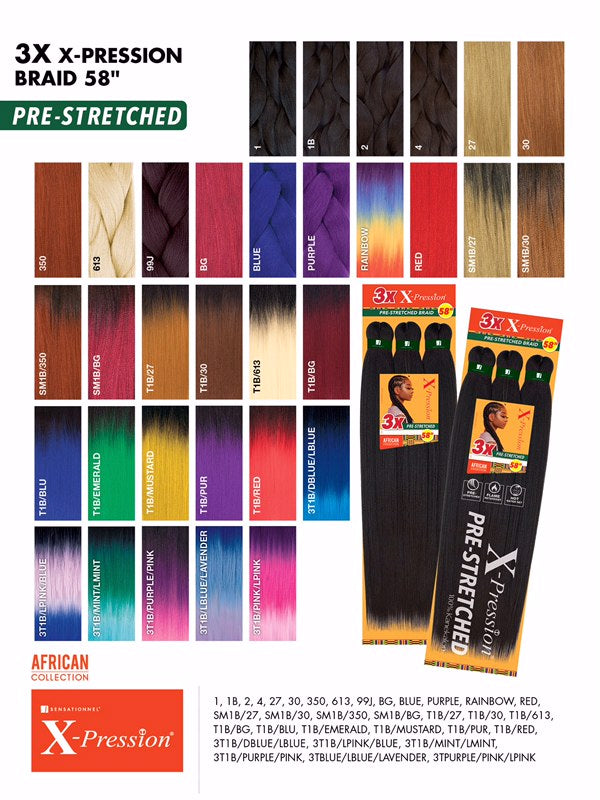 3X X-Pression Pre-Stretched Braid 58″ - KYUKCHIC