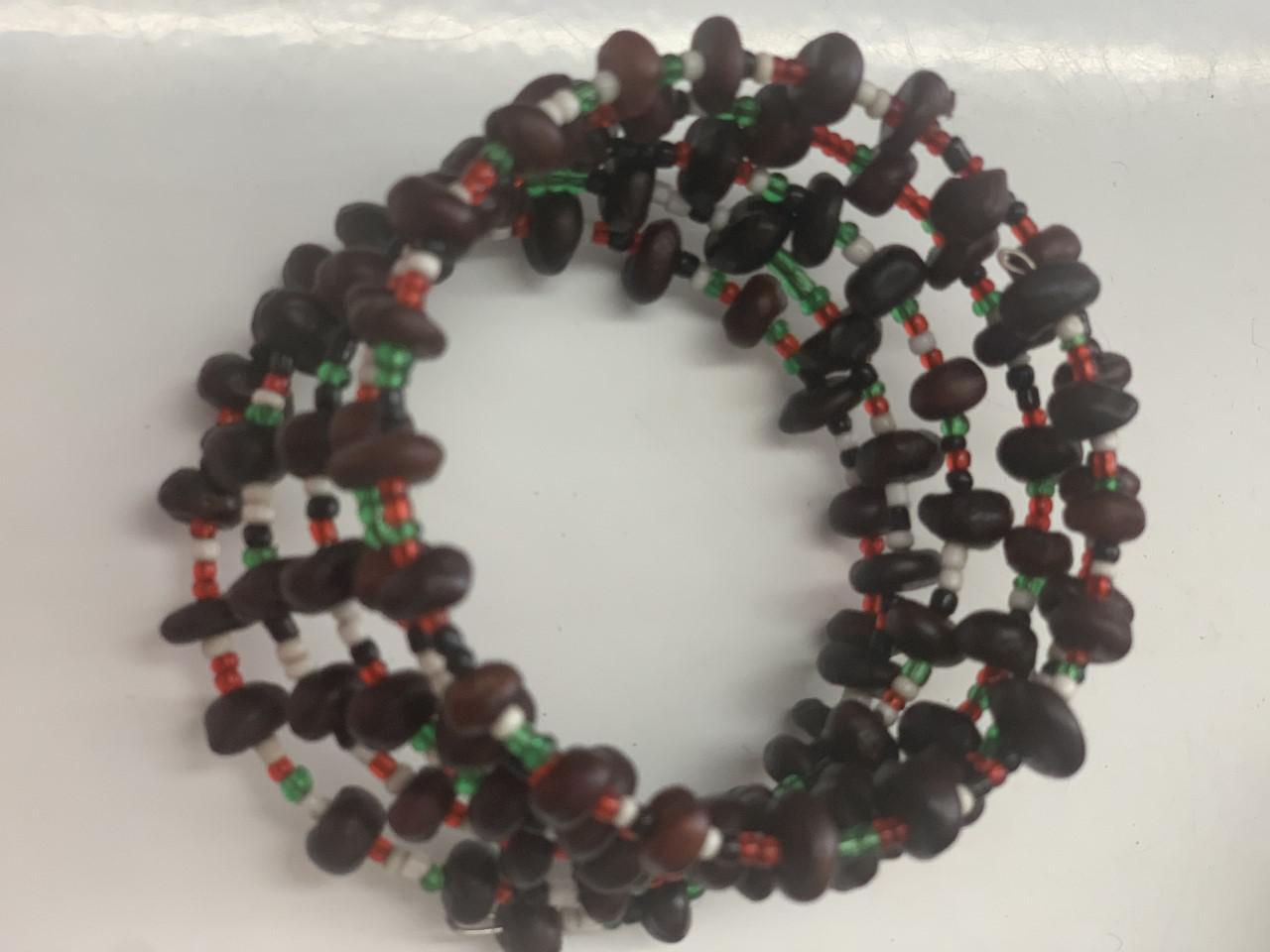 African Women's Beaded Coil Bracelet - Assorted Colors 1 PC