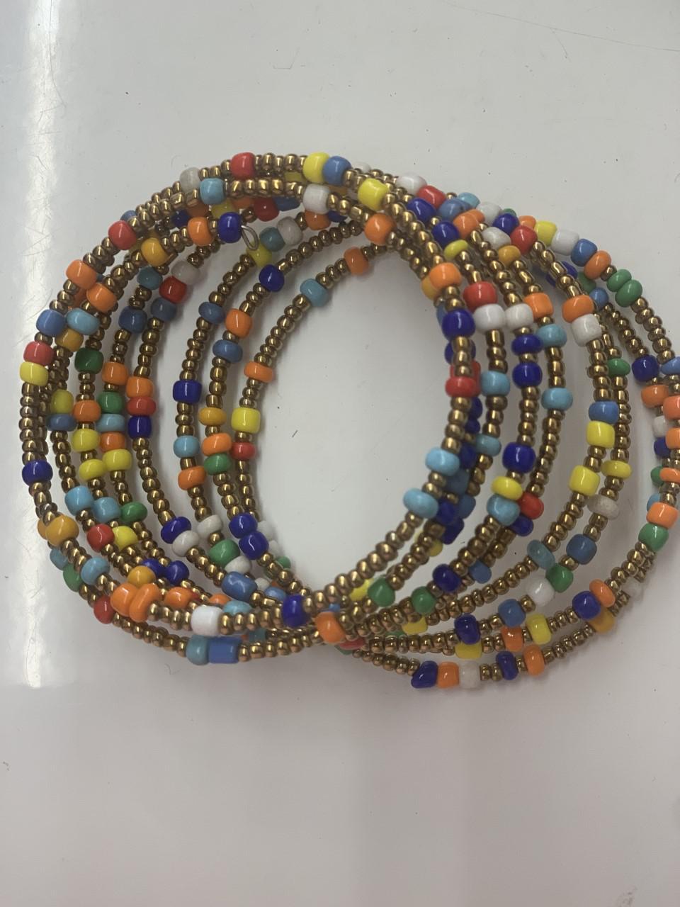 African Women's Beaded Coil Bracelet - Assorted Colors 1 PC