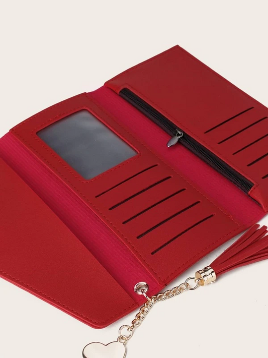 Tassel & Heart Charm Envelope Purse