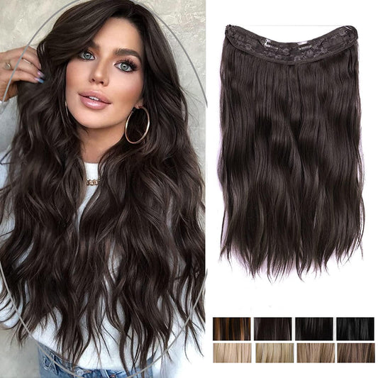 Caugtoo 20 " Invisible Wire Hair Extensions Curly Hair Extensions - Halo Extensions