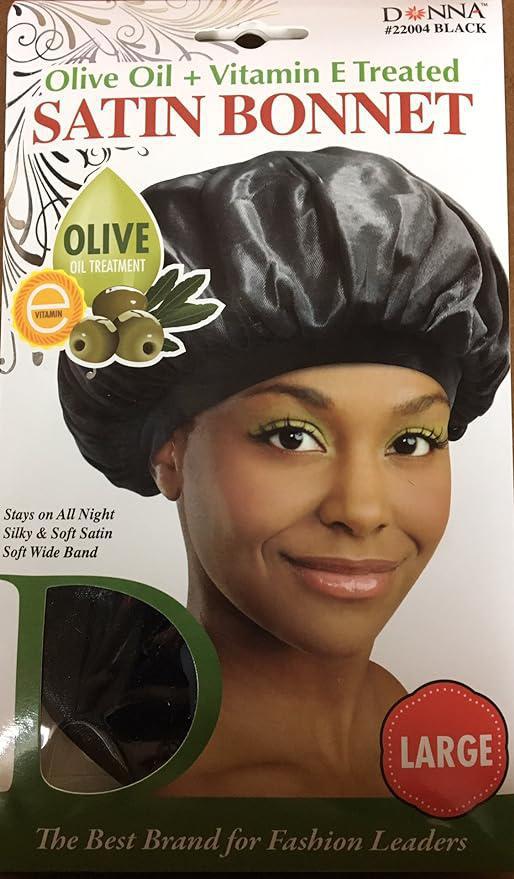 Donna Silky Soft Satin Bonnet Black- Large - KYUKCHIC 