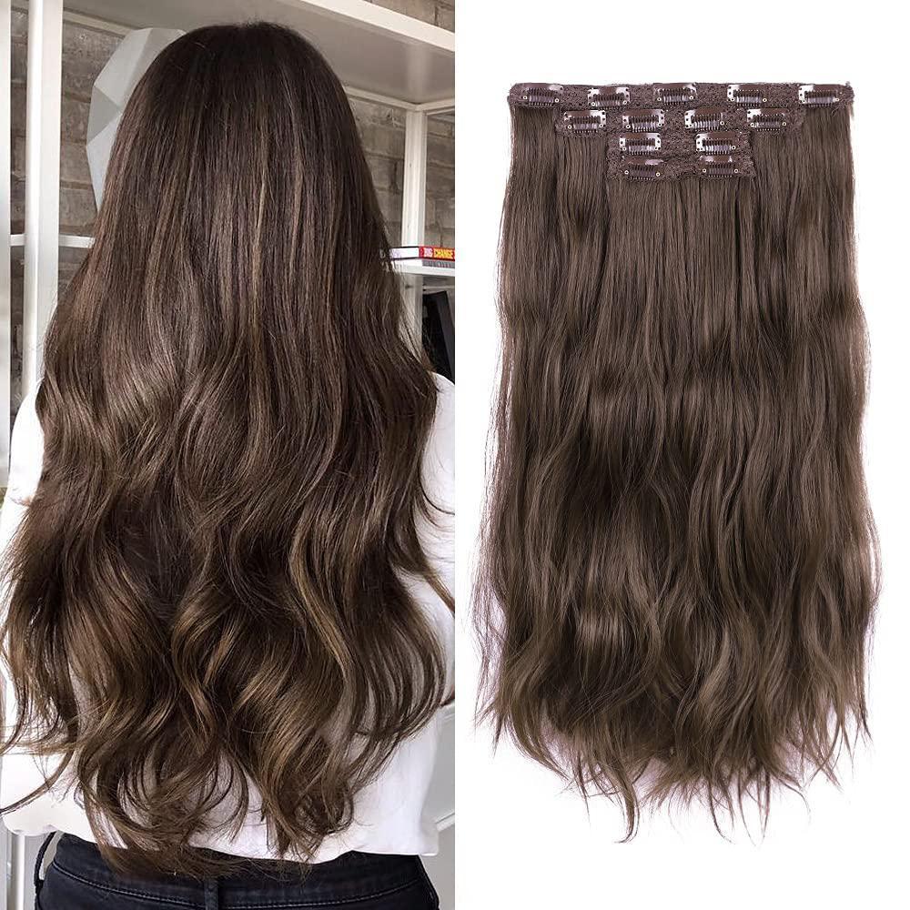 Caughtoo Women Hair Extensions Clip IN Set Synthetic Thick Wavy 20" - KYUKCHIC 