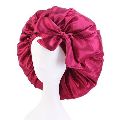 Large Size Long Satin Bonnet With Satin Ties