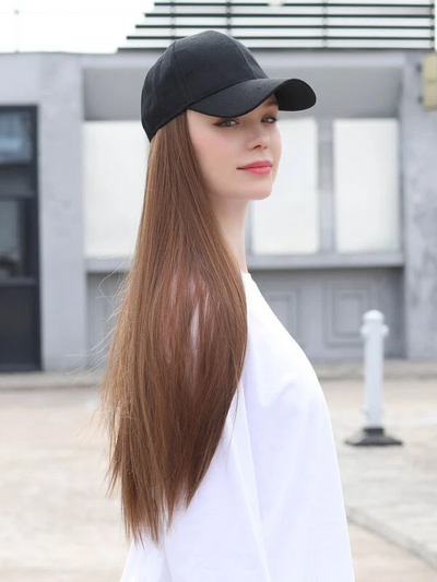 Cap with Long Straight Hair Wig