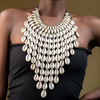 African Ethnic Cowrie Sea Shell Beaded Collar Necklace