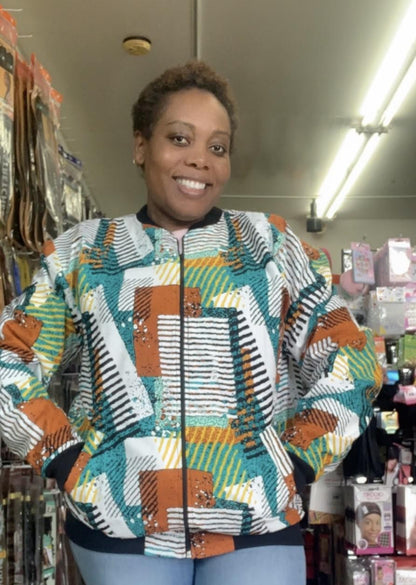 African/Kenyan Print Bomber Unisex Jacket - Assorted Colors