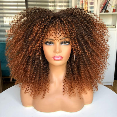 Afro Kinky Curly Wig with Bangs