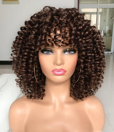 Afro Kinky Curly Wig with Bangs