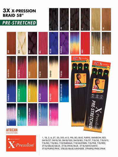 3X X-Pression Pre-Stretched Braid 58″ - KYUKCHIC