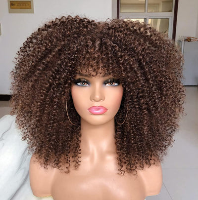 Afro Kinky Curly Wig with Bangs
