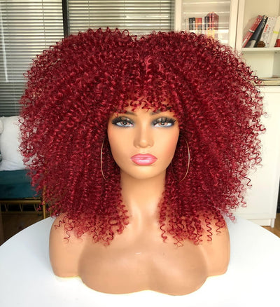Afro Kinky Curly Wig with Bangs