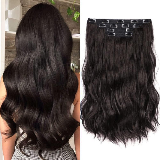 Caughtoo Women Hair Extensions Clip IN Set Synthetic Thick Wavy 20"