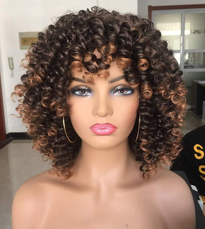 Afro Kinky Curly Wig with Bangs