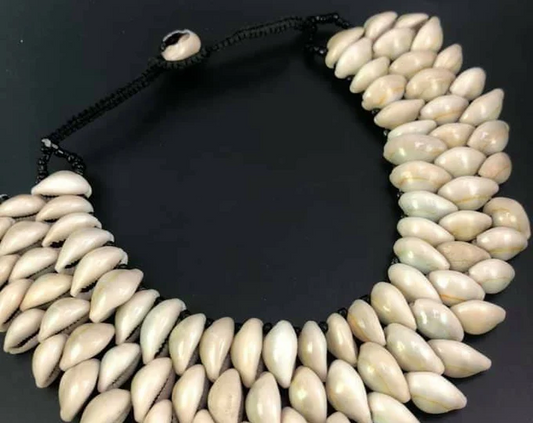 African Ethnic Cowrie Sea Shell Beaded Collar Necklace
