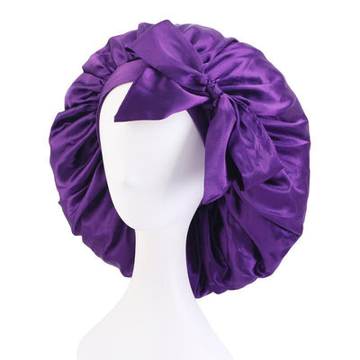 Large Size Long Satin Bonnet With Satin Ties