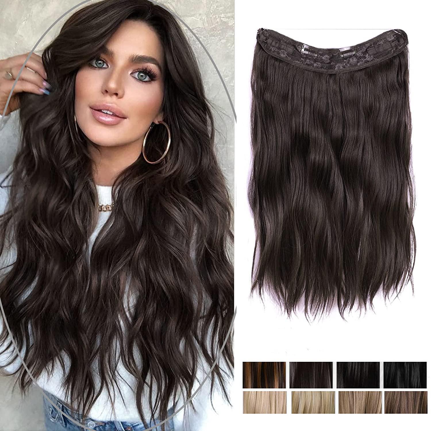 Caugtoo 20  Invisible Wire Hair Extensions Curly Hair Extensions