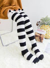 Striped Print Fuzzy Over The Knee Socks - KYUKCHIC